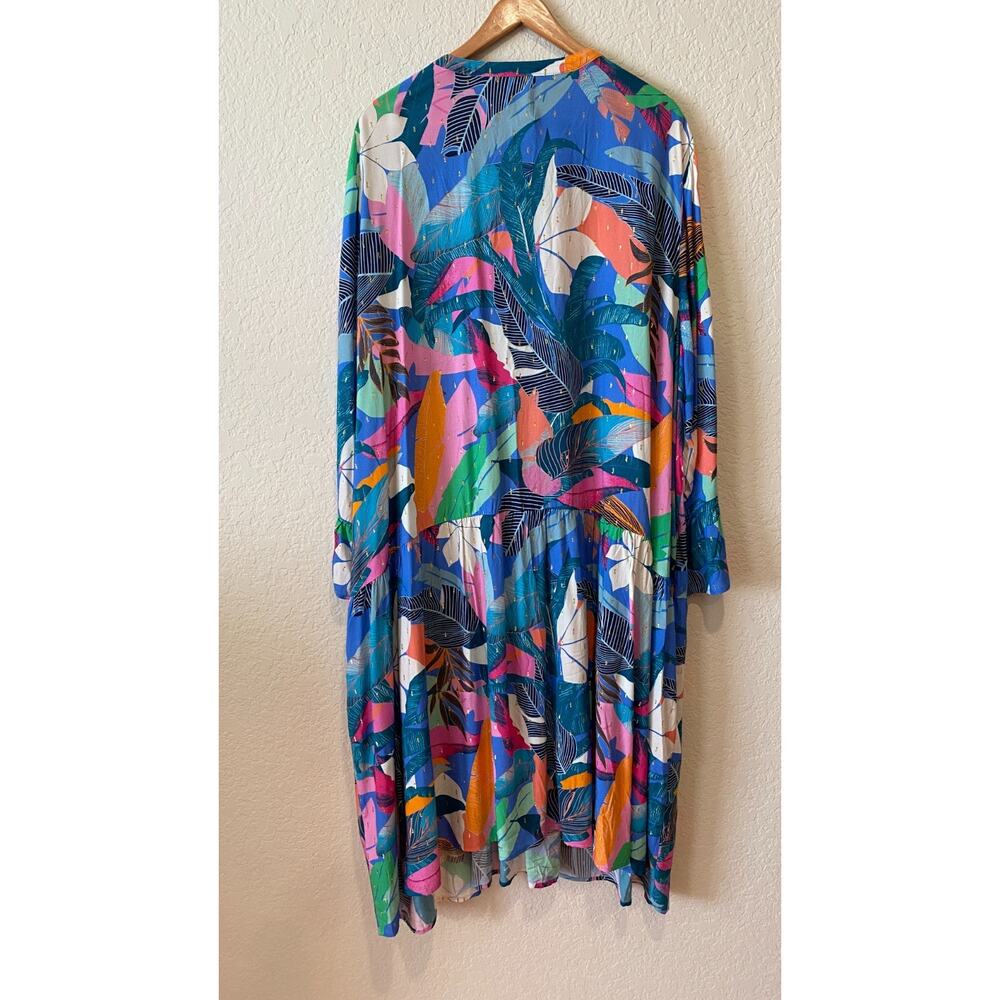 Susan Graver Shirt Dress Sz 4X Beach Cover Resort Vacay Embroidered Tropical NWT - Picture 5 of 11